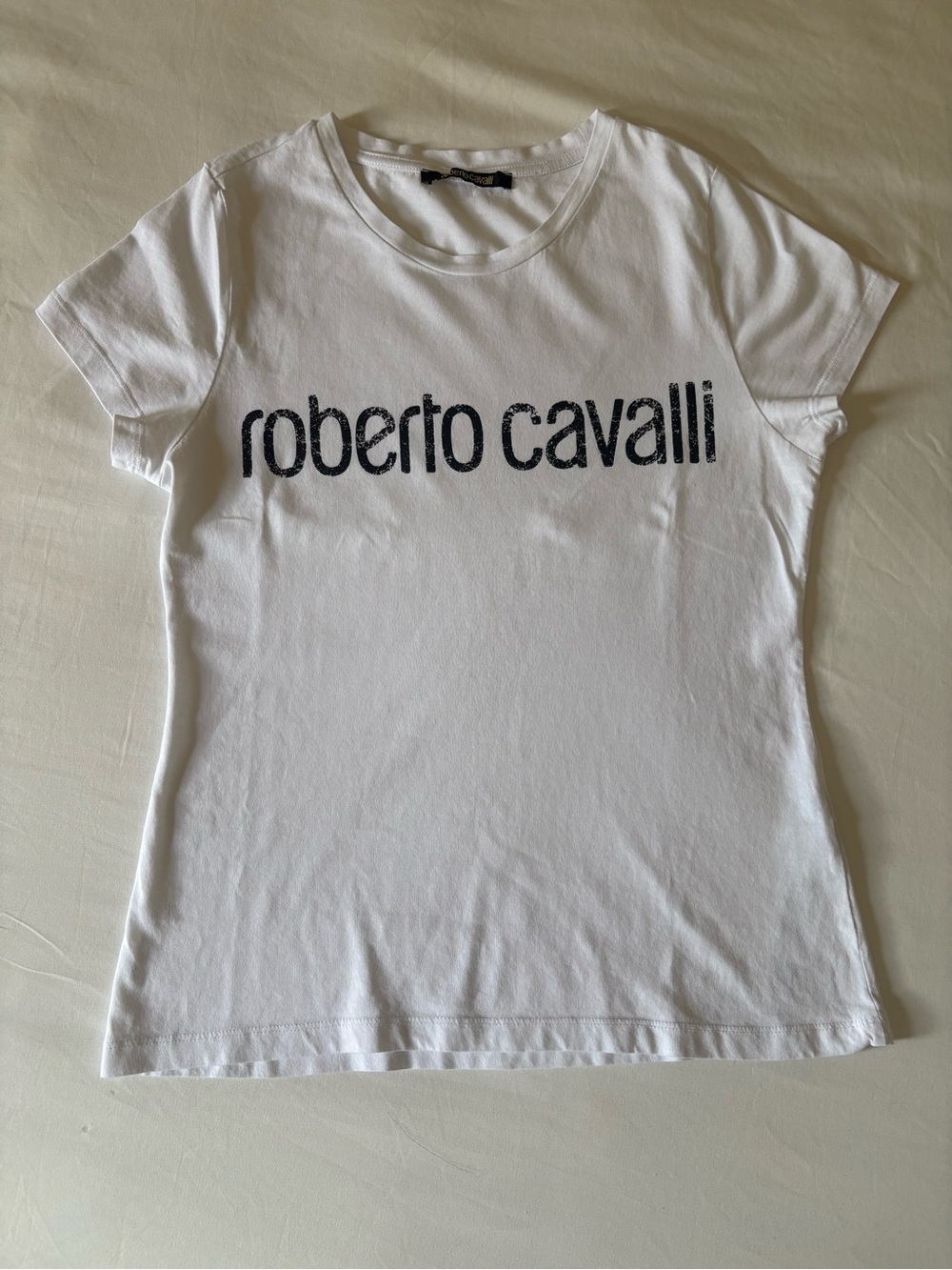 Roberto Cavalli White Tee with Black Logo